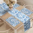 thumbnail image 2 of Ambesonne Paisley Table Runner & Placemats, Sketch Flower and Flake, Placemat 4 pcs + Runner 12"x90", White and Blue, 2 of 2