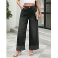 thumbnail image 4 of EMMIOL Women's Wide Leg Jeans Mid Waist Stretchy Loose Fit Jeans Baggy Boyfriend Denim Pants with Cuffed Hem, 4 of 6