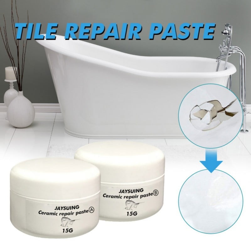 Norbi 2pcs 30/50/100g Ceramic Paste Floor Tile Adhesive Tile Repair Agent Tub Tile and Shower Repair Kit Porcelain Repair Kit 100g