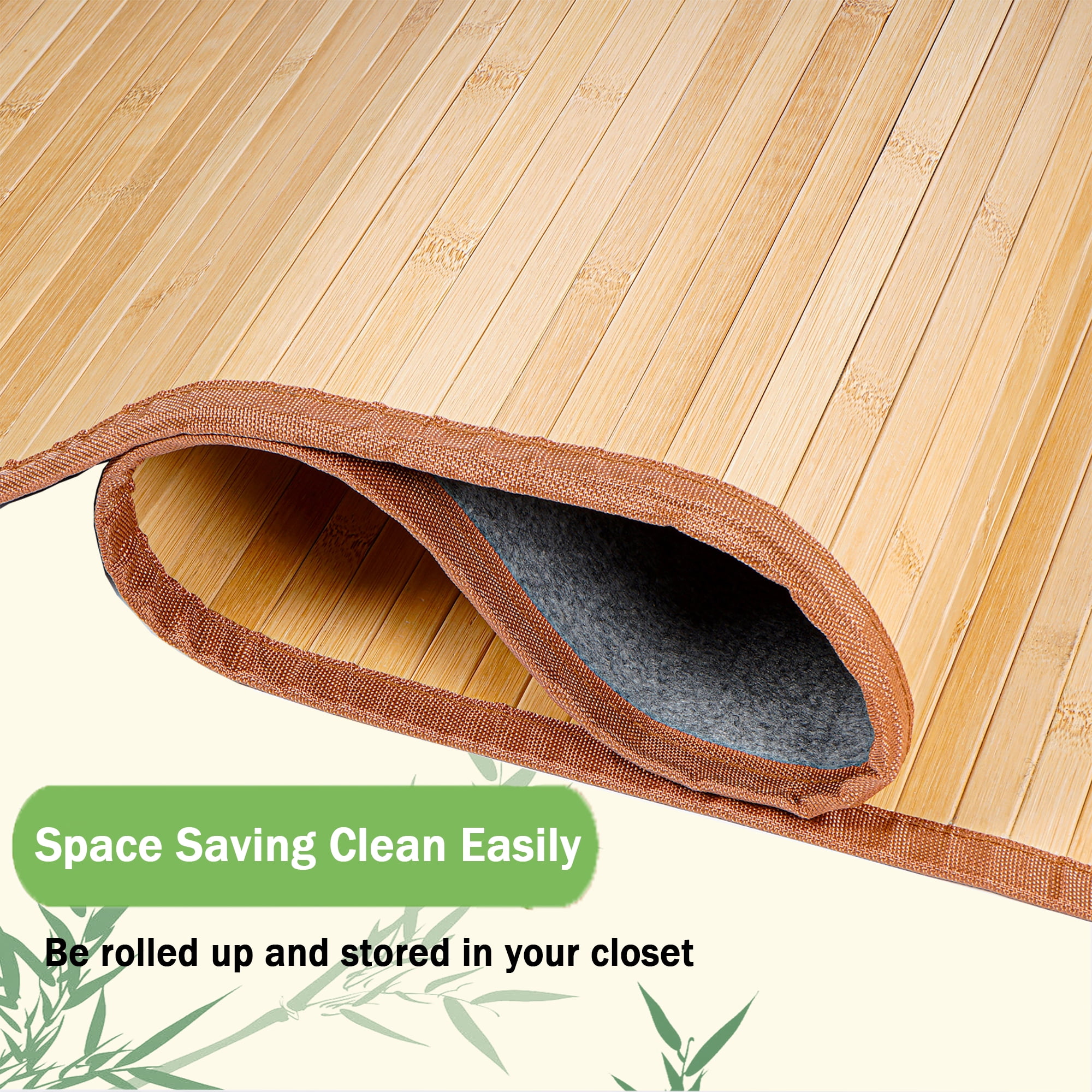 WANLISELL Natural Bamboo Area Rug, 29.5'' x 79'' Non Slip Bamboo Floor Mat, Easy Cleaning Bamboo Bathroom Mat Kitchen Floor Runner