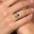 thumbnail image 4 of Gem Stone King 925 Sterling Silver Green Nano Emerald Pink Moissanite and Black Diamond Ring for Women (1.53 Cttw, Heart Shape 6MM, Gemstone May Birthstone, Size 7), 4 of 6