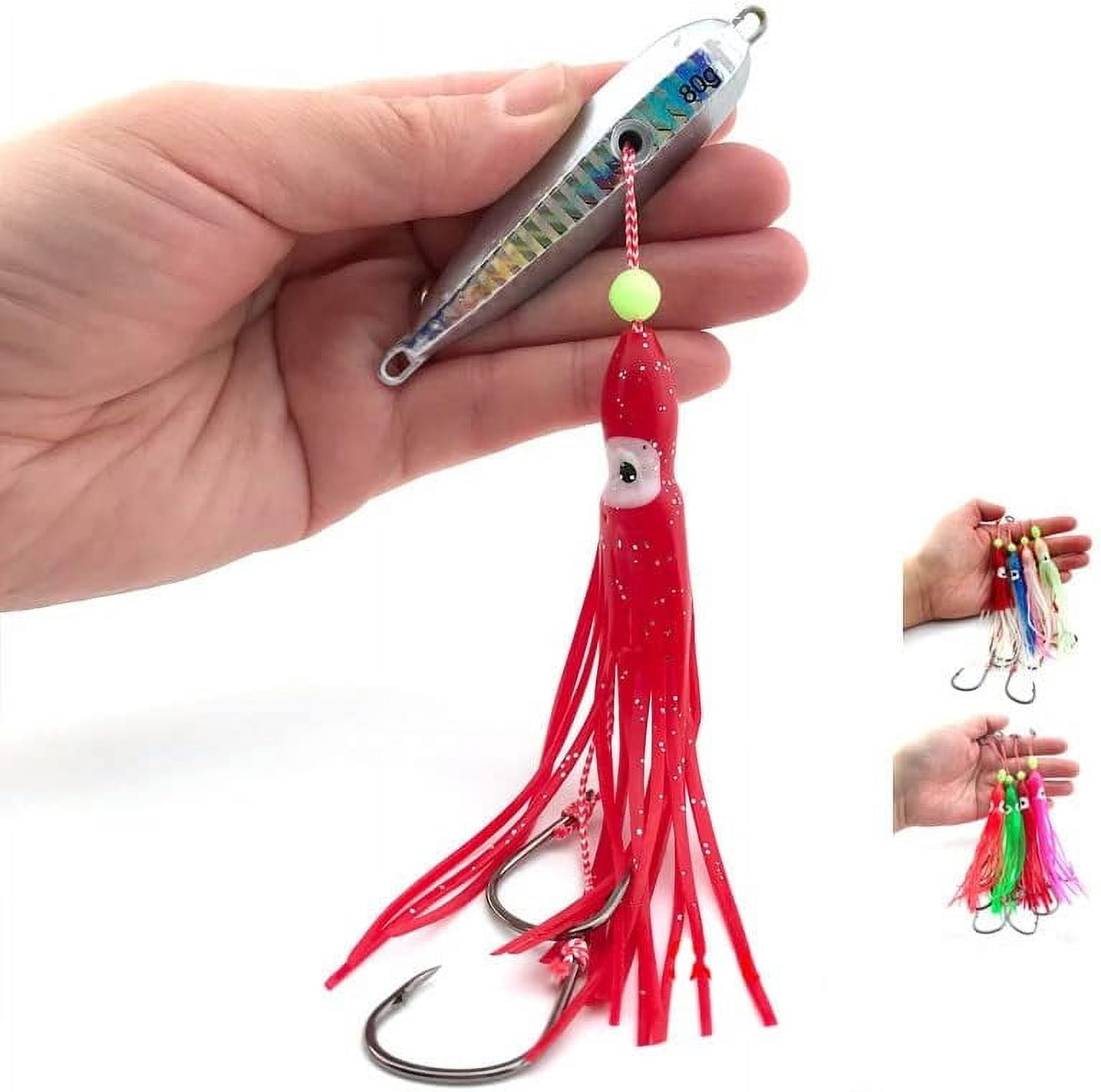 5PCS Saltwater Fishing Lures, Luminous Inchiku Tenya Madai Jig Kabura, Marlin Snapper Grouper, Alloy Steel, Large, 40g-200g