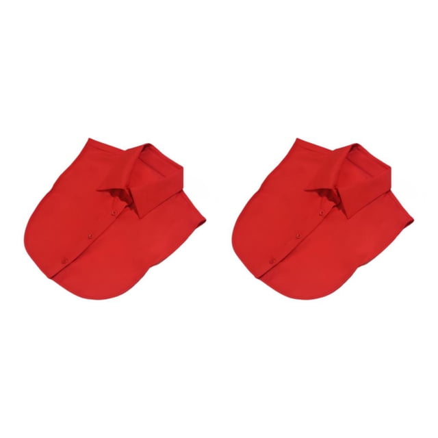 Minnieouse Mujeres diseño simple cuello falso niñas moda Formal chifón falso media camisa solapa desmontable accesorio de ropa punto rojo Punto rojo 2Conjunto