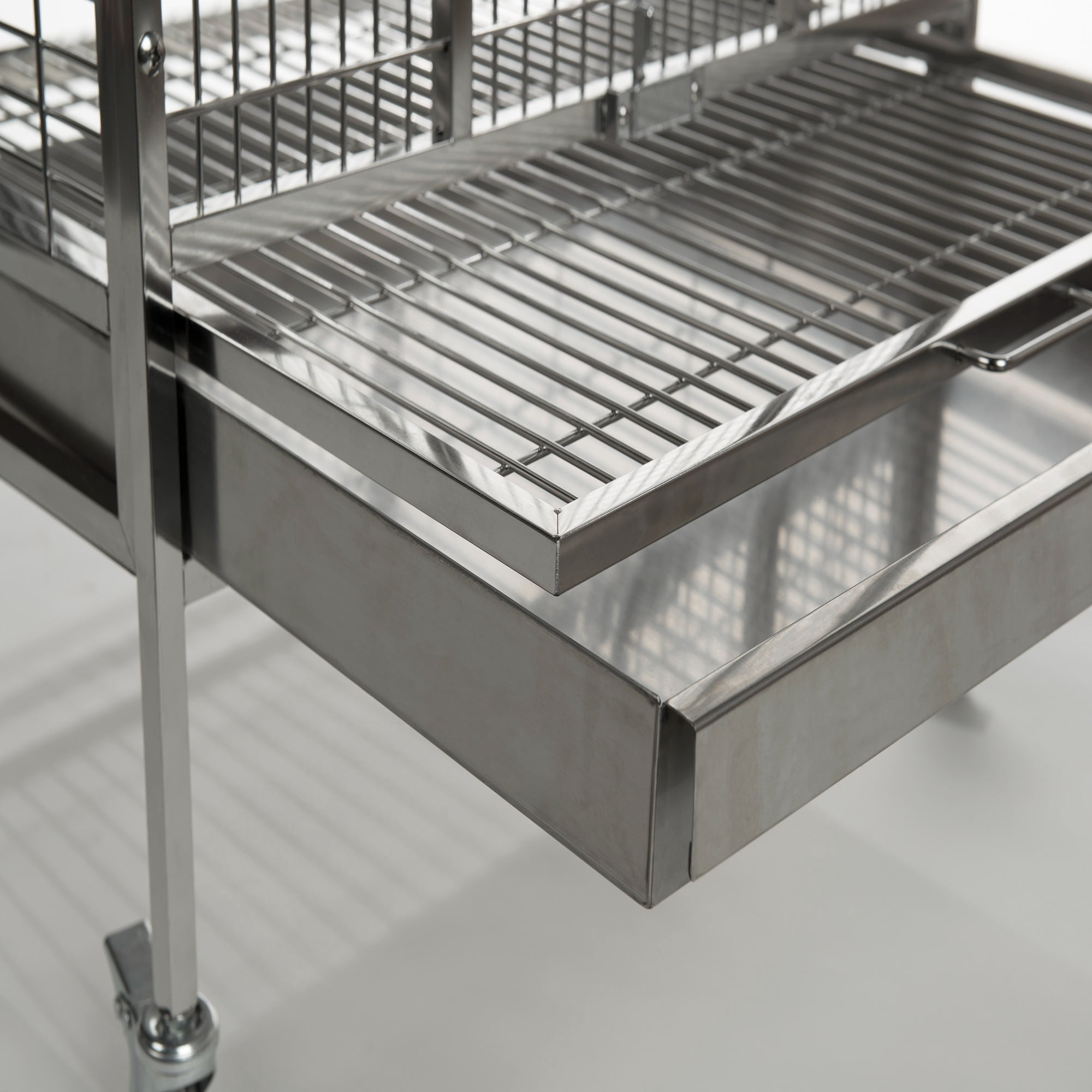 Prevue Pet Products Stainless Steel Playtop Bird Cage - Ideal for Cockatiels, Quakers, Green Cheek Conures, Parakeets, Lovebirds, Small Amazons, Parrots, Rolling Enclosure - Stainless Steel, Medium