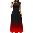 thumbnail image 2 of Fankiway Femmes à la Mode Manches Courtes Col Rond Couleur Dégradé en Vrac Robes d'Été Longues Robes pour Femmes Robes Grande Taille de Dégagement, 2 of 5
