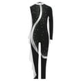 thumbnail image 3 of iiniim Kids Girls Shiny Rhinestone Full Body Leotard Long Sleeve Unitard One Piece Gymnastics Dance Bodysuit Black 14, 3 of 6