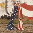 thumbnail image 4 of 2024 Women Pants Casual Work Independence Day Flag Flared Belt Stretch Wide Leg Jeans Streetwear Trousers, 4 of 9