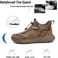 thumbnail image 3 of Men's Casual Genuine Leather Shoes Outdoor Lightweight Breathable Hand-Stitched Boots for Driving Walking Classic Shoes Yellow 7 US, 3 of 7