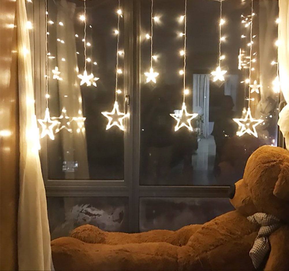 Details about   138 LED Twinkle Star Curtain Window Fairy Lights Xmas Home Party Wedding Decor 