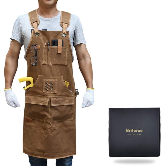 Delantal de carpintería BRITEREE para hombre con 9 bolsillos para herramientas
