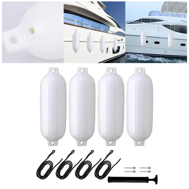 4Pcs Boat Yacht s Bumpers with 4 Ropes Marina Dock Protector Dock Bumper  Boat Bumpers for Fishing Boats Pontoon Sailboats Black Rope