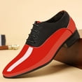 thumbnail image 4 of Tawop Mens Dress Shoes Faux Leather Casual Dress Shoes British Fashion Business Soft Sole Red Size:10, 4 of 5