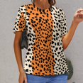 thumbnail image 6 of Leopard Print Pattern Women's Short Sleeve T-Shirt Crew Neck Casual Summer Trendy Loose Fit Tops, 6 of 6