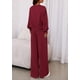 thumbnail image 5 of PRETTYGARDEN Conjunto de Mujer 2 Piezas para Descanso Manga Larga Pantalón Ancho Vino Tinto XXL, 5 of 8