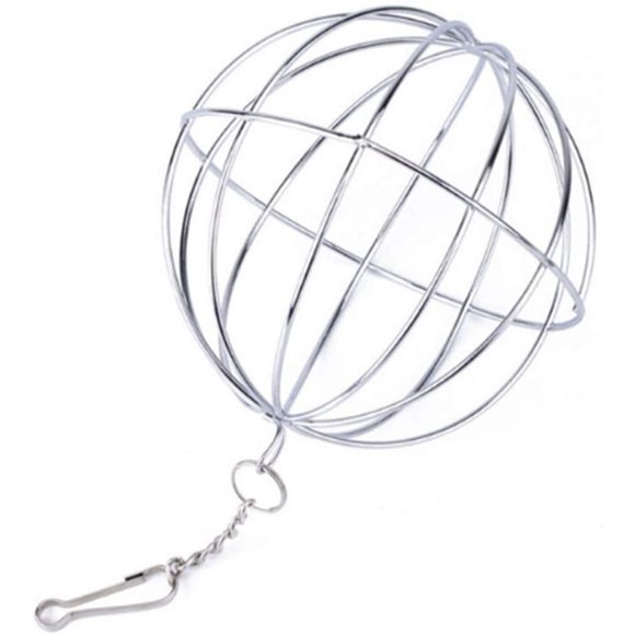 1 PCS en Acier Inoxydable Hamster Grass Distributeur Titulaire Balle Alimentation De Lapin Suspendus Balle Feeder Cintre Accessoires pour Petits Animaux Argent