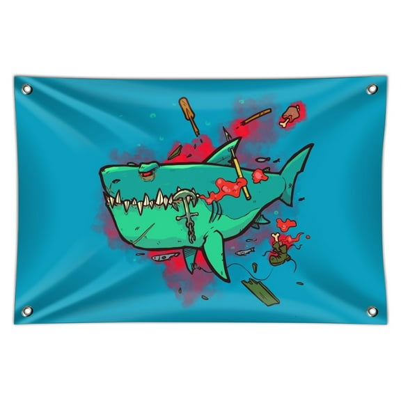 Shark Shipwreck With Debris Harpoon and Anchor Home Business Office Sign