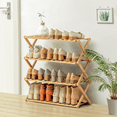 thumbnail image 4 of Magshion Bamboo 4 Tiers 16 Pairs Folding Installation-Free Shoes Rack, Storage Stand, Natural, for Entryway, 4 of 11