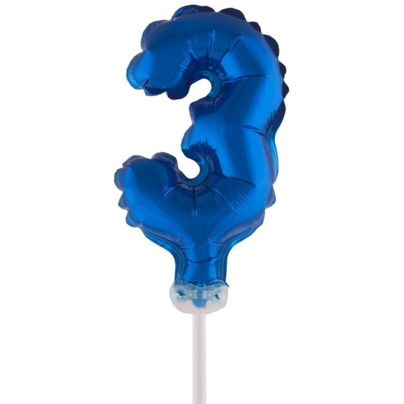 Balloon-Foil-Cake Topper-Number 3-5"-Blue