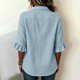 thumbnail image 4 of Neewe Button Down Shirts for Womens 3/4 Sleeve Blouses Collared Casual Summer Tops Daily Outfits, 4 of 6