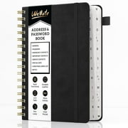 WEMATE Spiral Address Book with Alphabetical Tabs, Address Organizer Telephone Notebook 5.8″×8.2″, Black