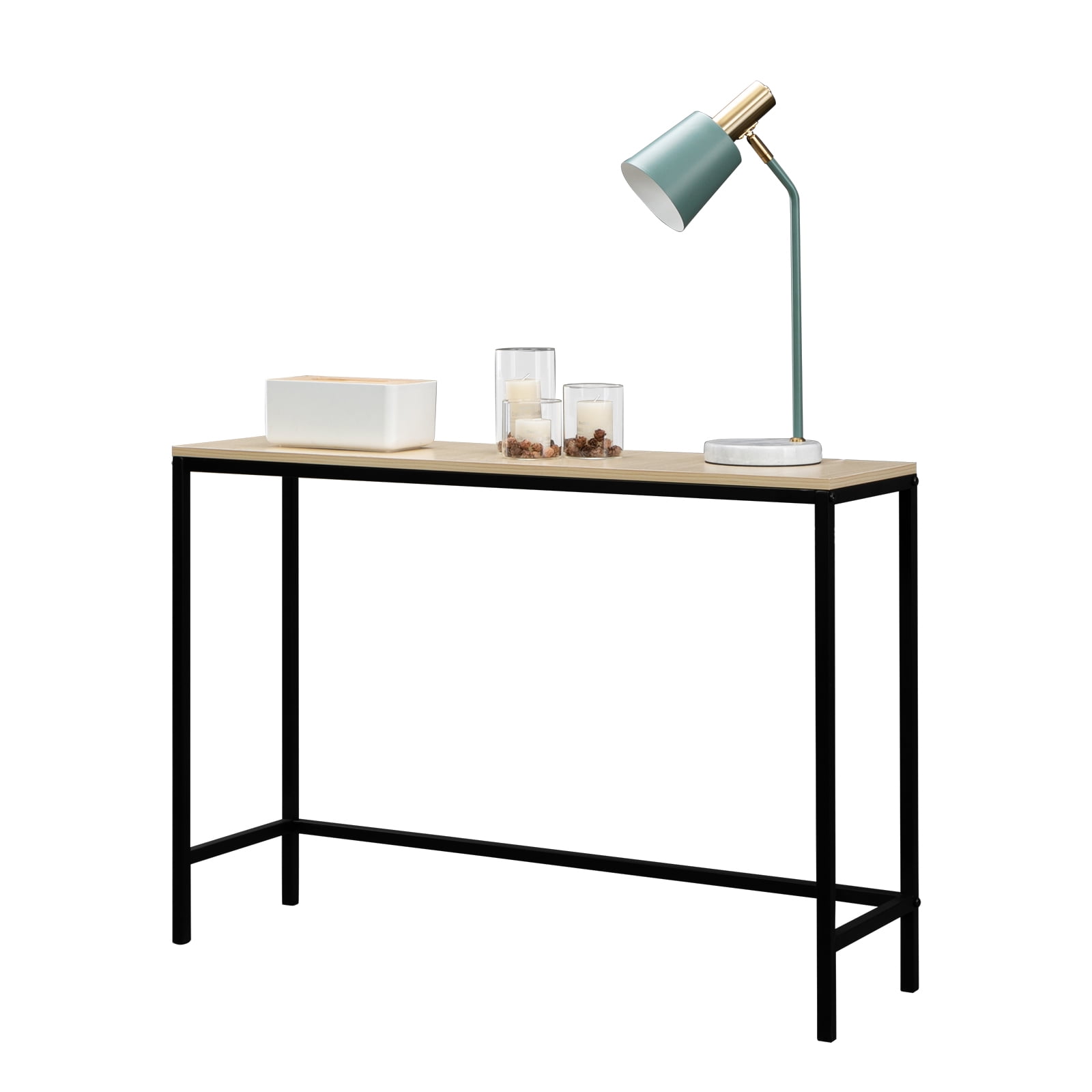 Porch Table Sofa Side Table Rustic Console Table with Thickened Metal Frame For Entryway Hall Behind Couch