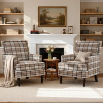 LEGAHOME Vintage Accent Chair, Upholstered Armchair with Nailhead Trim, Linen Fabric Arm Chair Comfort Reading Chair Lounge Chair for Living Room Bedroom Sunroom, Coffee(1PC)