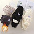 thumbnail image 6 of Povozer Toddler Boys Girls Fleece Pants Baby Pull-On Pants Winter Warm Sherpa Lined Sweatpants Jogger Kids Harem Cute Clothes(Beige,4-5 Years), 6 of 6