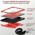 thumbnail image 4 of Shockproof Case for Apple iPad Pro 11 Inch 2022/2021/2020/2019/ iPad Air 5th 4th Gen, with Pencil Holder Military Grade Protection Rotating Stand Hand Strap Shoulder Strap Bumper Rugged Case, Red, 4 of 8