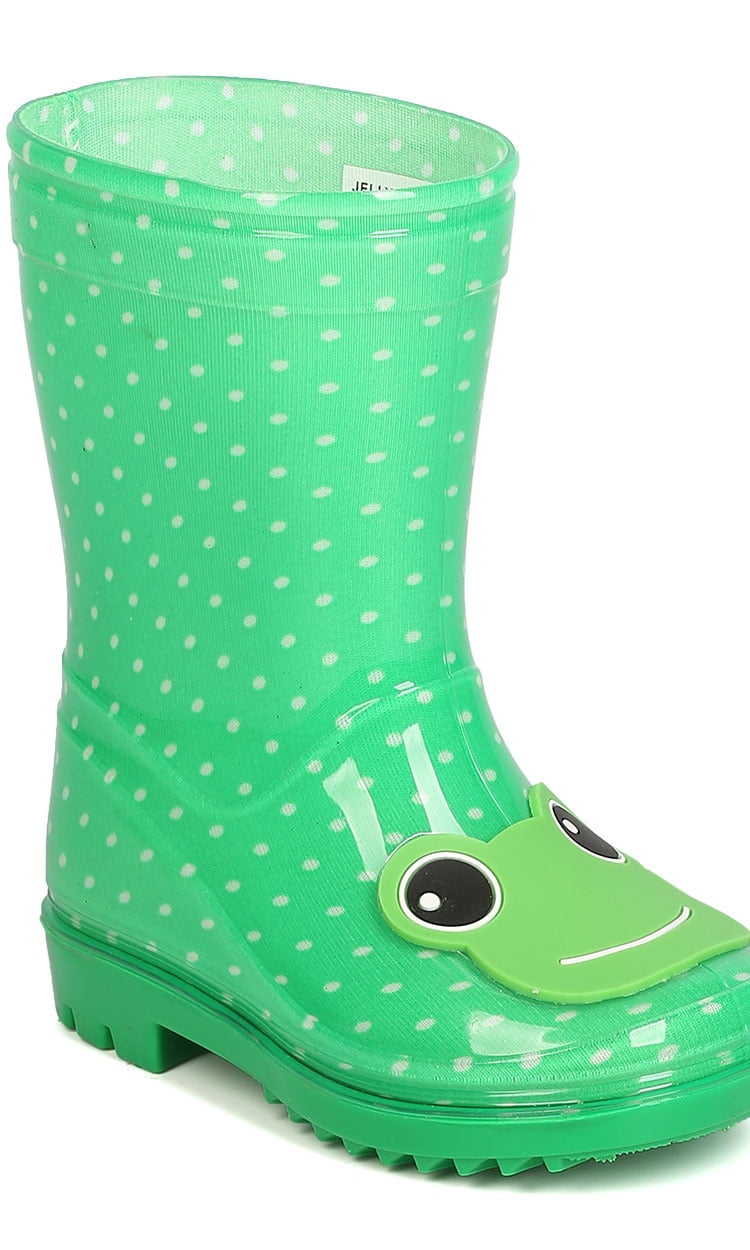 New Kids EF69 Polka Dot Jelly Round Toe Pull On Rain Boot Sz 5 10