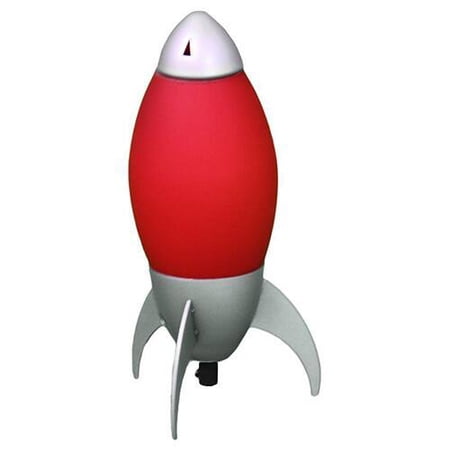 10.5 Tall Acrylic Kids Table Lamp Rocket Ship design Red