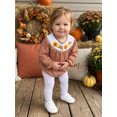 thumbnail image 4 of Cjfdfy Newborn Baby Girl Thanksgiving Romper Turkey Dot Long Sleeve Smocked Bubble Collar Jumpsuit Infant Cute My First Thanksgiving Fall Winter Clothes 0-18M, 4 of 9
