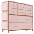 thumbnail image 5 of Garvee 10 Drawer Dresser Chest of Drawers for Bedroom Living Room, Fabric Storage Organizer With Wood Top, Side Pockets & Hooks for Entryway, Hallway, Closet, Nursery, Pink, 5 of 7