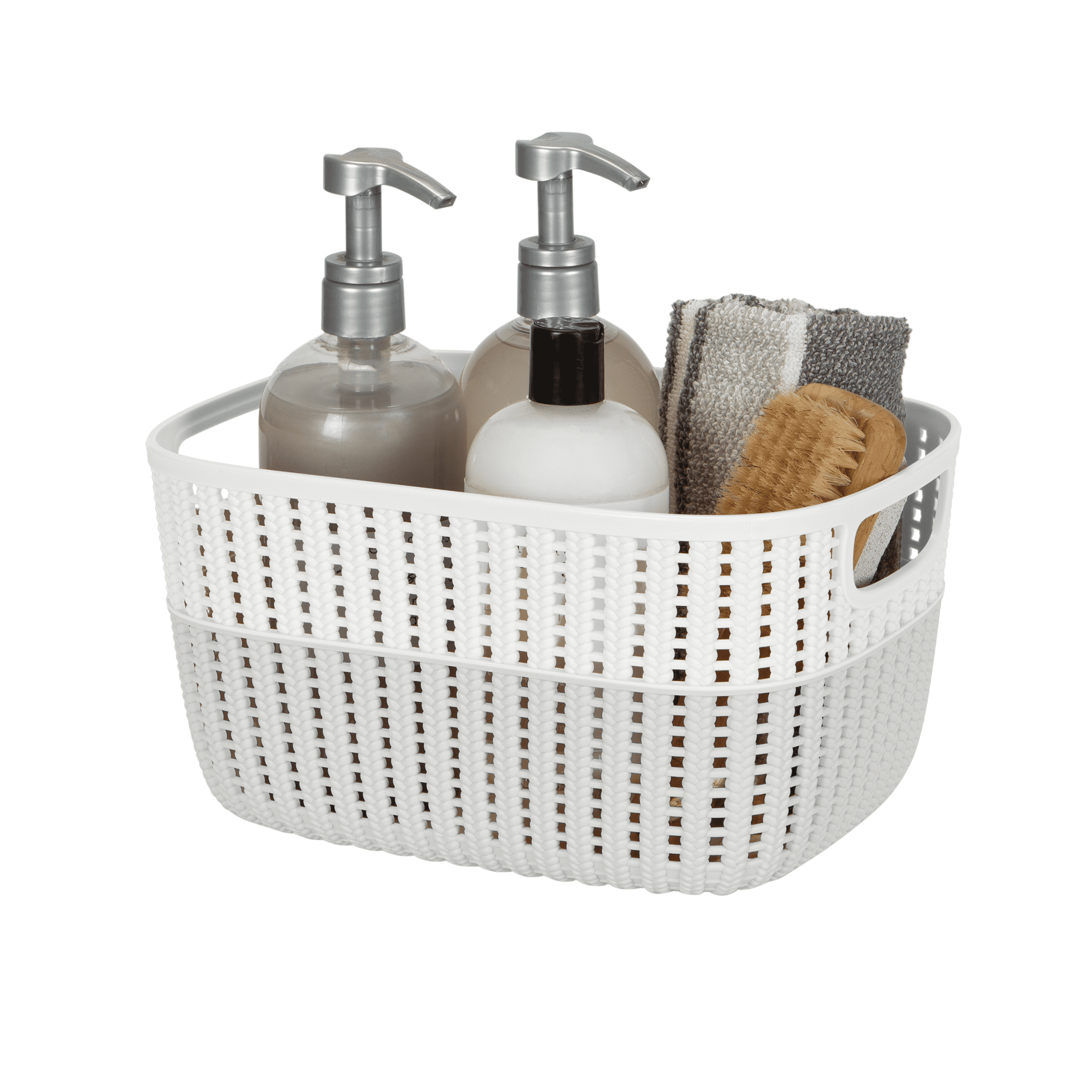 Simplify 4 Pack 2-Tone Decorative Medium Storage Basket Plastic in Heather Grey