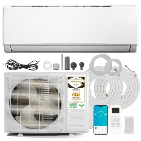 PhiloDeco 24000 BTU Mini Split Air Conditioner and Heat Pump, Ultra Quiet 208-230V Ductless AC with WiFi Control, Cools/Heats up to 1500 Sq.Ft, Easy Installation Kit