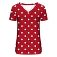 thumbnail image 5 of ZHOGXU Women's T Shirt Polka Dot Printed V Neck Short Sleeve Loose Fit Lightweight Comfortable Breathable Tee Top For Daily Wear ,Red,M, 5 of 5