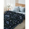 thumbnail image 5 of California King Flat Sheet Only Vintage Blossom Flower Texture Soft Microfiber Cooling Bedding Sheets Blue Floral Leaves on Black Flat Bed Sheet for Hotel,Home Decor, 5 of 9