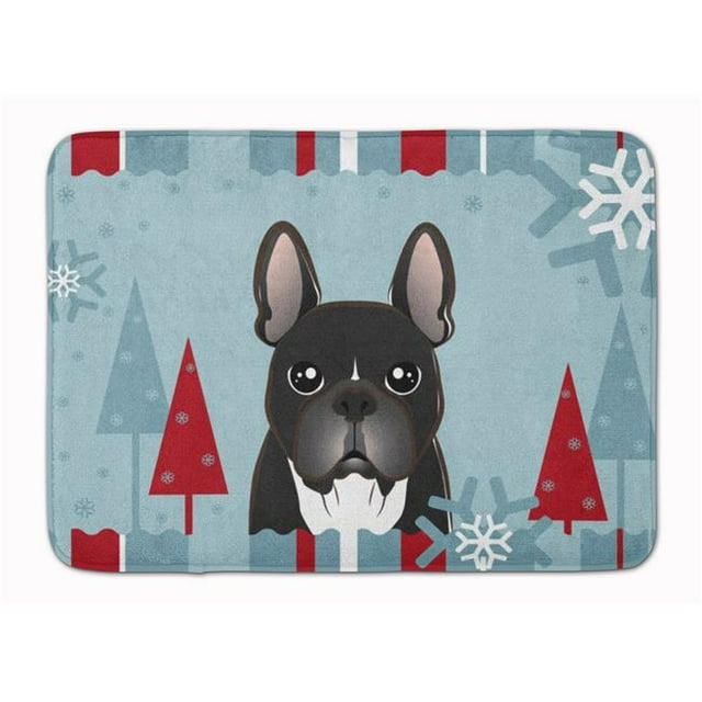 Carolines Treasures BB1723RUG Winter Holiday French Bulldog Machine Washable Memory Foam Mat