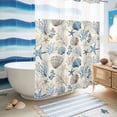 thumbnail image 5 of No Hook Shower Curtain, Coastal Nautical Shower Curtains for Bathroom with See Through Top Window, Beach Ocean Starfish Seashells Coral Waterproof & Washable Bath Curtain Stall 48"x72", 5 of 9
