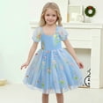 thumbnail image 2 of Toddler Girl Dress Short Sleeve A-Line Tiered Swing Casual Blue Dress Girls Birthday Dress For Girls Cute Midi Casual Sundress, 2 of 9
