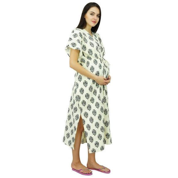 Bimba Nursing Cotton Kaftan Front Buttons Maternity Night Wear Caftan