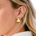 thumbnail image 4 of Chunky Gold Hoop Earrings for Women, 14K Gold Plated Lightweight Hollow Open Hoops Thick Teardrop Earrings Sterling Silver Post Fashion Jewelry Gifts, 4 of 15
