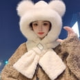 thumbnail image 4 of AJGRHE Winter Hat with Scarf Set Thickened Warm Cute Bear Ear Design Plaid Pattern for Outdoor Activities Casual Daily Wear Light Yellow2 One Size, 4 of 4