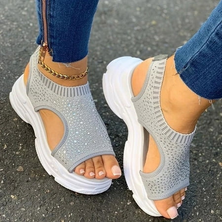 

Women s Ladies Fashion Casual Solid Open Toe Platforms Sandals Beach Shoes Black 6.31108