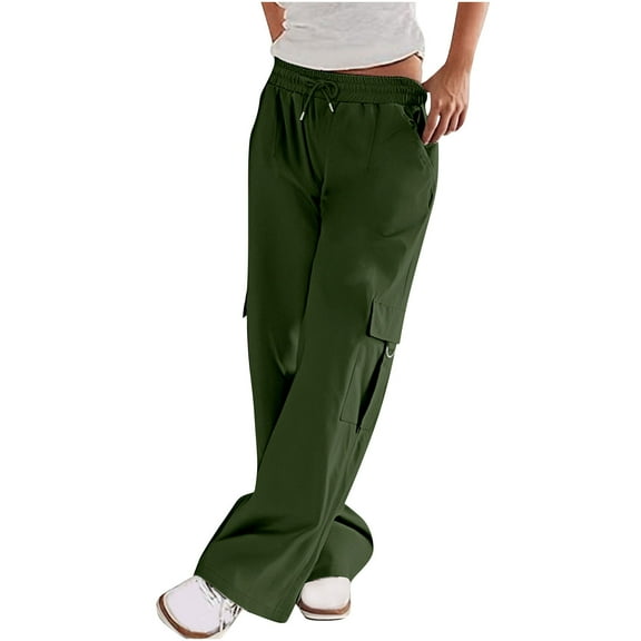 ABATAB Womens Cargo Pants with Pockets Lightweight Drawstring Hiking Pants for Travel Casual Athletic and Outdoor