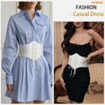 thumbnail image 4 of WHIPPY Women Lace-up Corset Waist Belt, Elastic Black Wide Belt For Dresses, 4 of 8