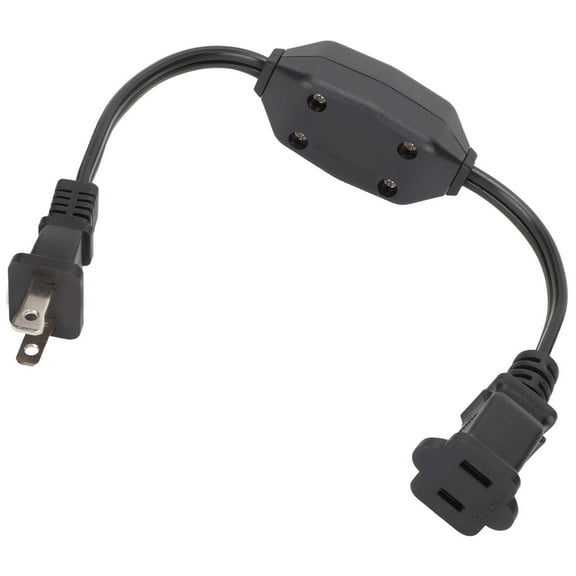 Tebru 1' Cord Power Cable with Extension Cord, Midnight Black