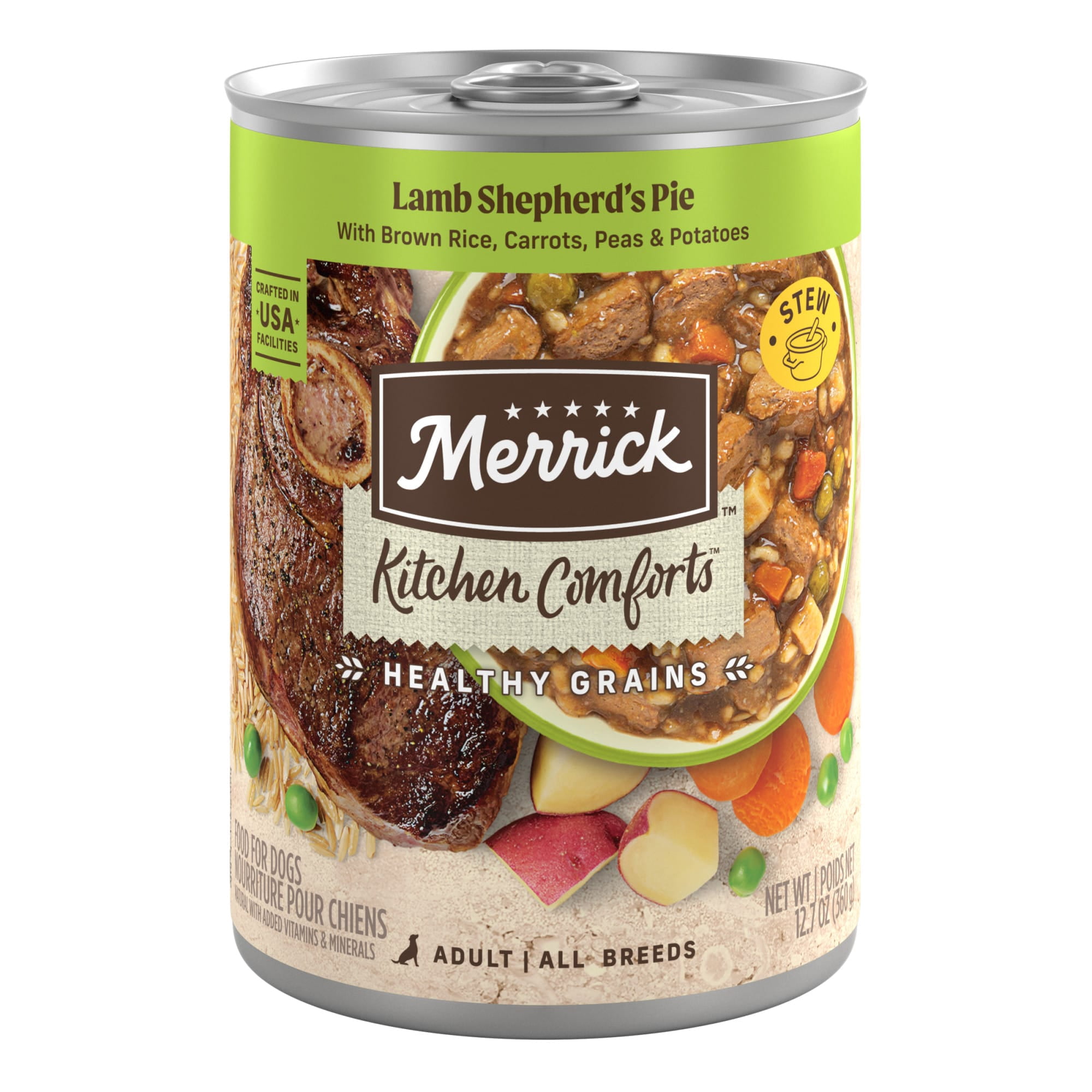 Merrick Healthy Grains Kitchen Comforts, Lamb Shepherd's Pie, Lamb and Rice Wet Dog Food, 12.7 oz., Case of 12