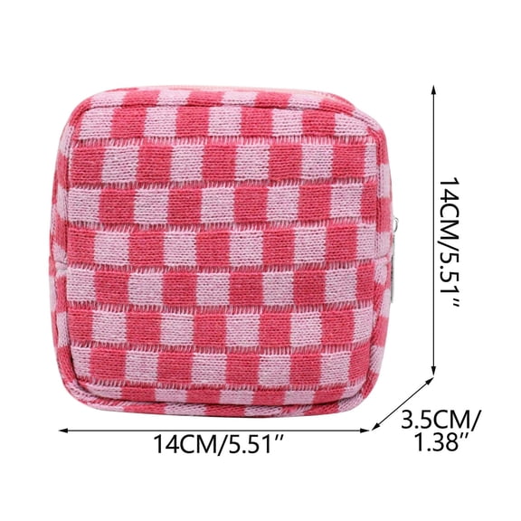 Fasiaou Small Coin Purse Pouch Mini coin Bag Unique and Cute Wallet Cosmetic Bags Change Bag for Women Girls Men Checkered Pattern,Pink