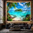 thumbnail image 6 of Tropical Island Beach With Palm Trees, Serene Coastal Style for Beach Lovers, Coastal Wall Art, Housewarming Gift, Tapestry Wall Hanging for Bedroom and Living Room, 6 of 7