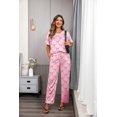 thumbnail image 5 of Ekouaer Womens Silk Satin Pajamas Set Two Piece Pj Sets Sleepwear Loungewear Short Sleeve Pj Sets, 5 of 6